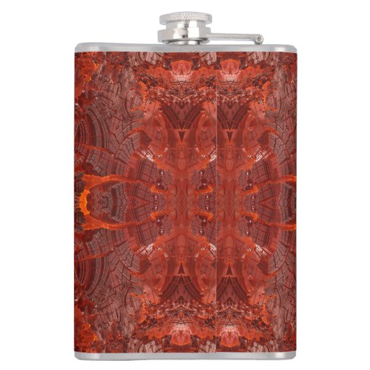 Luxe lederen getextureerd goudbruin patroon heupfles (Achterkant)