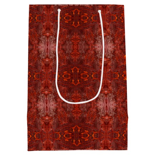 Luxe lederen getextureerd goudbruin patroon medium cadeauzakje (Achterkant)