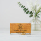 Luxe Leer | Marmeren Afwerking | Monogram Visitekaartje (Staand voorkant)