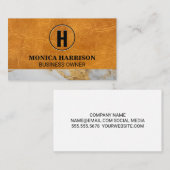 Luxe Leer | Marmeren Afwerking | Monogram Visitekaartje (Voorkant / Achterkant)