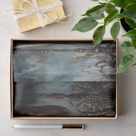 Luxe Leeuw Paar Blauwe Bloemen Trouwtafel Tissuepapier (Geschenk)