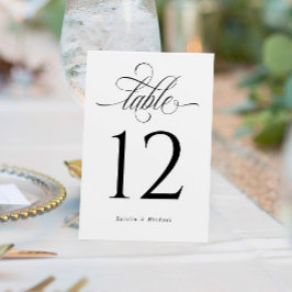 Luxe legant Calligraphy Weddengement Table Number Kaart