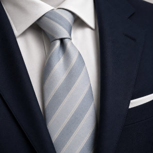 Luxe leisteenblauw en stoffig grijs geribd jacquar stropdas