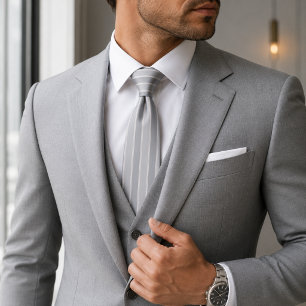 Luxe leisteenblauw en stoffig grijs geribde jacqua stropdas