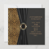 Luxe Leopard Classy Black Sweet Sixteen Party Kaart (Achterkant)