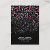 Luxe leopard Glitter Black Pink-draagkaarten Visitekaartje (Achterkant)