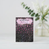 Luxe leopard Glitter Black Pink-draagkaarten Visitekaartje (Staand voorkant)
