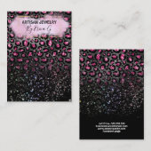 Luxe leopard Glitter Black Pink-draagkaarten Visitekaartje (Voorkant / Achterkant)