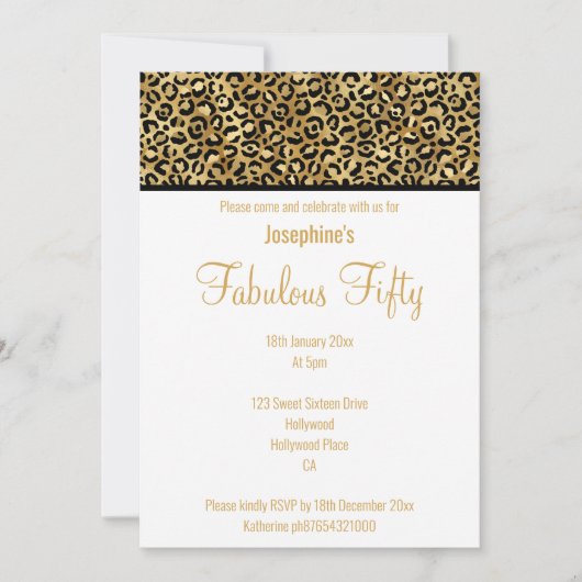 LUXE LEOPARD GOLD CUSTOM INVITATION KAART (Voorkant)