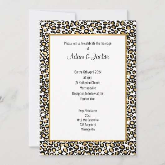 LUXE LEOPARD GOLD TRIM WEDING KAART (Voorkant)