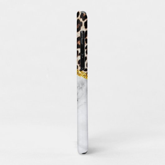 Luxe leopard Interior Marble Stone Glitter Beach Case-Mate iPhone Case (Achterkant/links)
