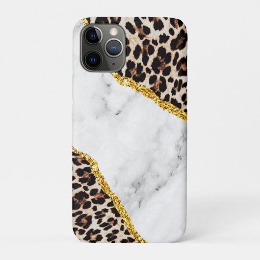 Luxe leopard Interior Marble Stone Glitter Beach Case-Mate iPhone Case (Achterkant)