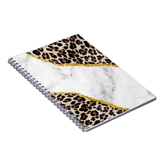 Luxe leopard Interior Marble Stone Glitter Beach Notitieboek (Rechterzijde)
