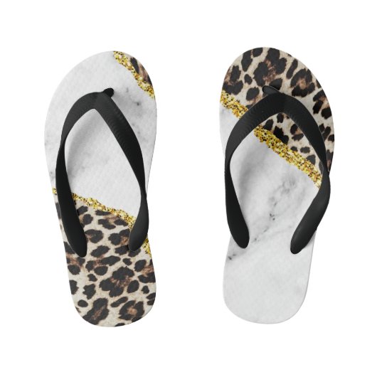 Luxe leopard Interior Marble Stone Glitter Hand Kinder Teenslippers (Voetbed)