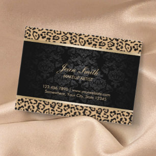 Luxe leopard Print & Damask Makeup Artist Visitekaartje