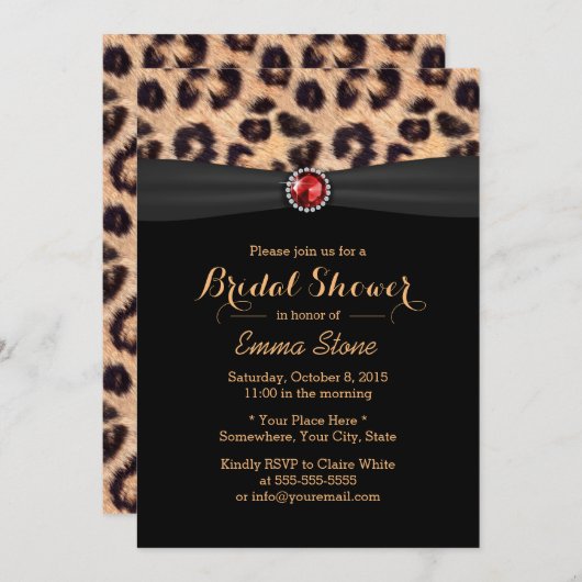 Luxe leopard Print & Ruby Gemstone Vrijgezellenfee Kaart (Voorkant / Achterkant)