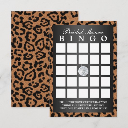 Luxe leopard Print Vrijgezellenfeest Bingo Cards Kaart (Voorkant / Achterkant)