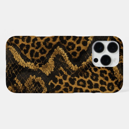 Luxe Leopard-Python Fusion Print iPhone Hoesje (Achterkant horizontaal)