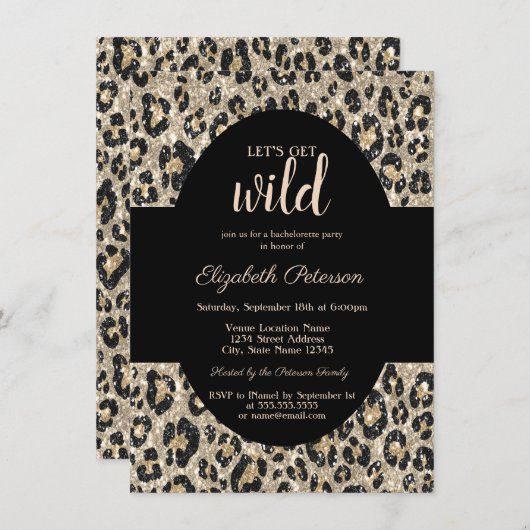 Luxe Let's Get Wild Glitter Leopard Print Kaart (Voorkant / Achterkant)