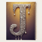 Luxe Letter J Monogram in Diamant, Parel Goud Planner (Achterkant)