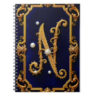 Luxe letter N in sierlijke gouden lijst Notitieboek