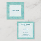 Luxe licht blauw en wit palmblad patroon vierkante visitekaartje (Voorkant / Achterkant)