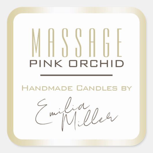 Luxe Licht Goud Ombre Signature Tekstkaarsen Vierkante Sticker (Voorkant)