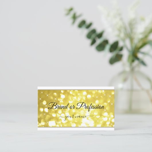Luxe Licht Gouden Glitter Sterren Elegant Wit Visitekaartje (Staand voorkant)
