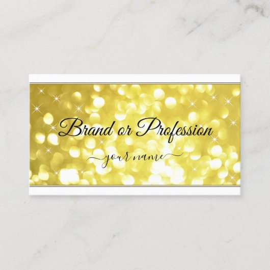 Luxe Licht Gouden Glitter Sterren Elegant Wit Visitekaartje (Voorkant)