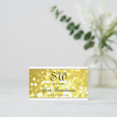 Luxe Licht Gouden Glitter Sterren Monogram Wit Visitekaartje (Staand voorkant)