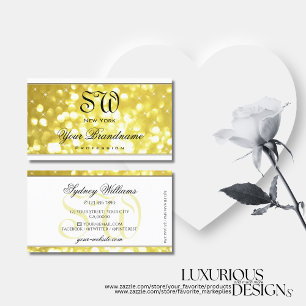 Luxe Licht Gouden Glitter Sterren Monogram Wit Visitekaartje