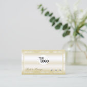 Luxe Licht Gouden met Diamanten en Logo Chic Visitekaartje (Staand voorkant)