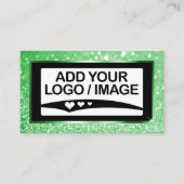 Luxe licht groen Sparkle Logo fotosjabloon Visitekaartje (Voorkant)