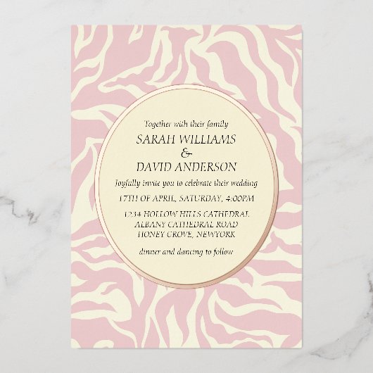 Luxe Licht Roos Roze Matisse Stijl Folie Invi Folie Uitnodiging (Voorkant)