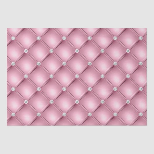 Luxe Licht Roze Diamant Gestoffeerd Patroon Tissuepapier (Voorkant)