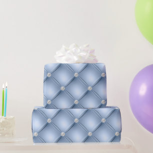 Luxe Lichtblauw Diamant Gestoffeerd Patroon Cadeaupapier