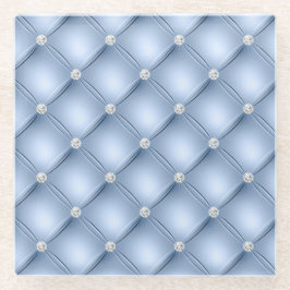 Luxe Lichtblauw Diamant Gestoffeerd Patroon Glazen Onderzetter