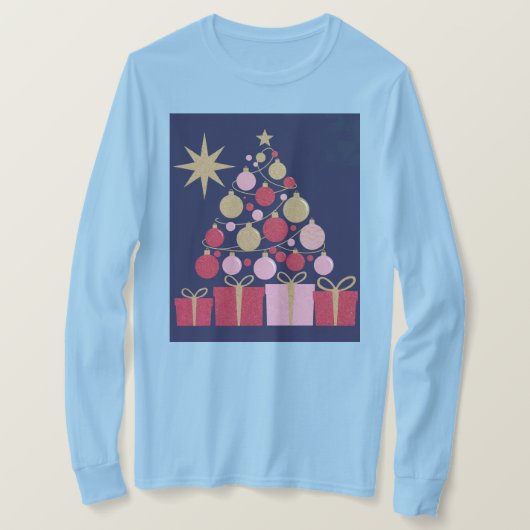 Luxe lichtblauw kerst T-shirt (Design voorkant)