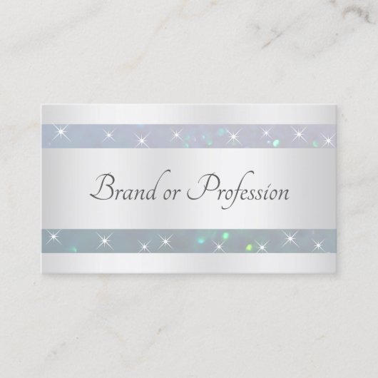 Luxe Lichtblauwe Parel Glitter en Sparkle Stars Visitekaartje (Voorkant)