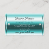 Luxe lichte Blauwgroen glitter lichtgevende sterre Visitekaartje (Achterkant)