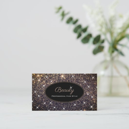 Luxe, lichte goudglitter Beauty Hair-stijl Visitekaartje (Staand voorkant)