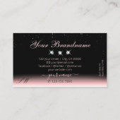 Luxe lichte roze zwarte sparkle Diamonds Initialen Visitekaartje (Achterkant)