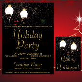 Luxe Lichten Zwart & Goud Corporate Holiday Party Kaart