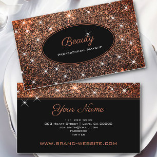 Luxe, lichtgevend Roos Gold Glitter Beauty Makeup Visitekaartje