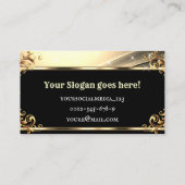 Luxe lichtgouden zwarte chique Royal Glam Ornament Visitekaartje (Achterkant)