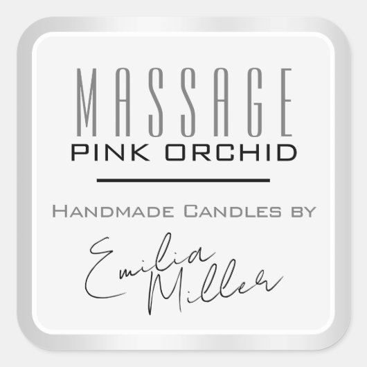 Luxe lichtgrijze stalen Signature textkaarsen Vierkante Sticker (Voorkant)