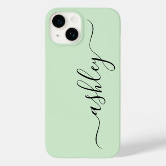 Luxe lichtgroene telefoonhoes met aangepaste naam. Case-Mate iPhone 14 hoesje