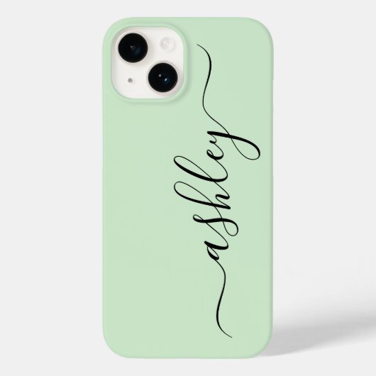 Luxe lichtgroene telefoonhoes met aangepaste naam. Case-Mate iPhone case (Achterkant)