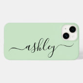 Luxe lichtgroene telefoonhoes met aangepaste naam. Case-Mate iPhone case (Achterkant (horizontaal))