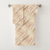 Luxe lichtroze en gouden marmer bad handdoek (Insitu)